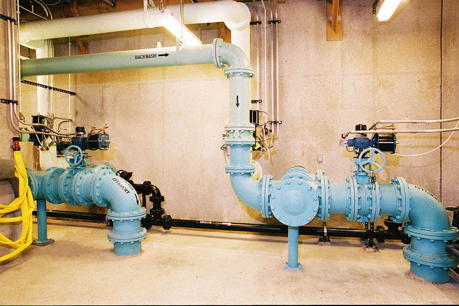 Process piping in the new treatment facility