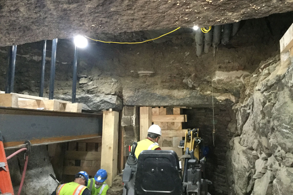 Repairing a section of one of the tunnels
