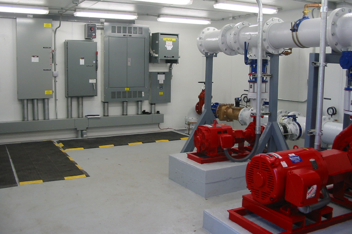Control panels in the chemical pump room