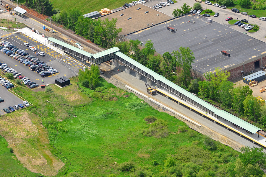 The completed MBTA commuter rail station in Littleton, MA