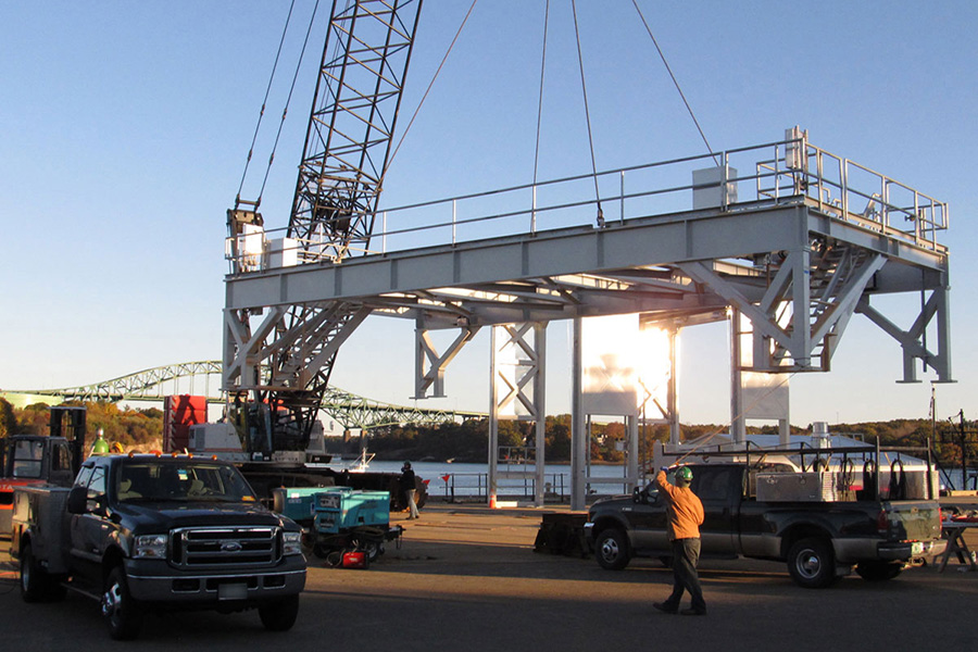 A Modular Deck carefully and safely rigged for loading onto a barge