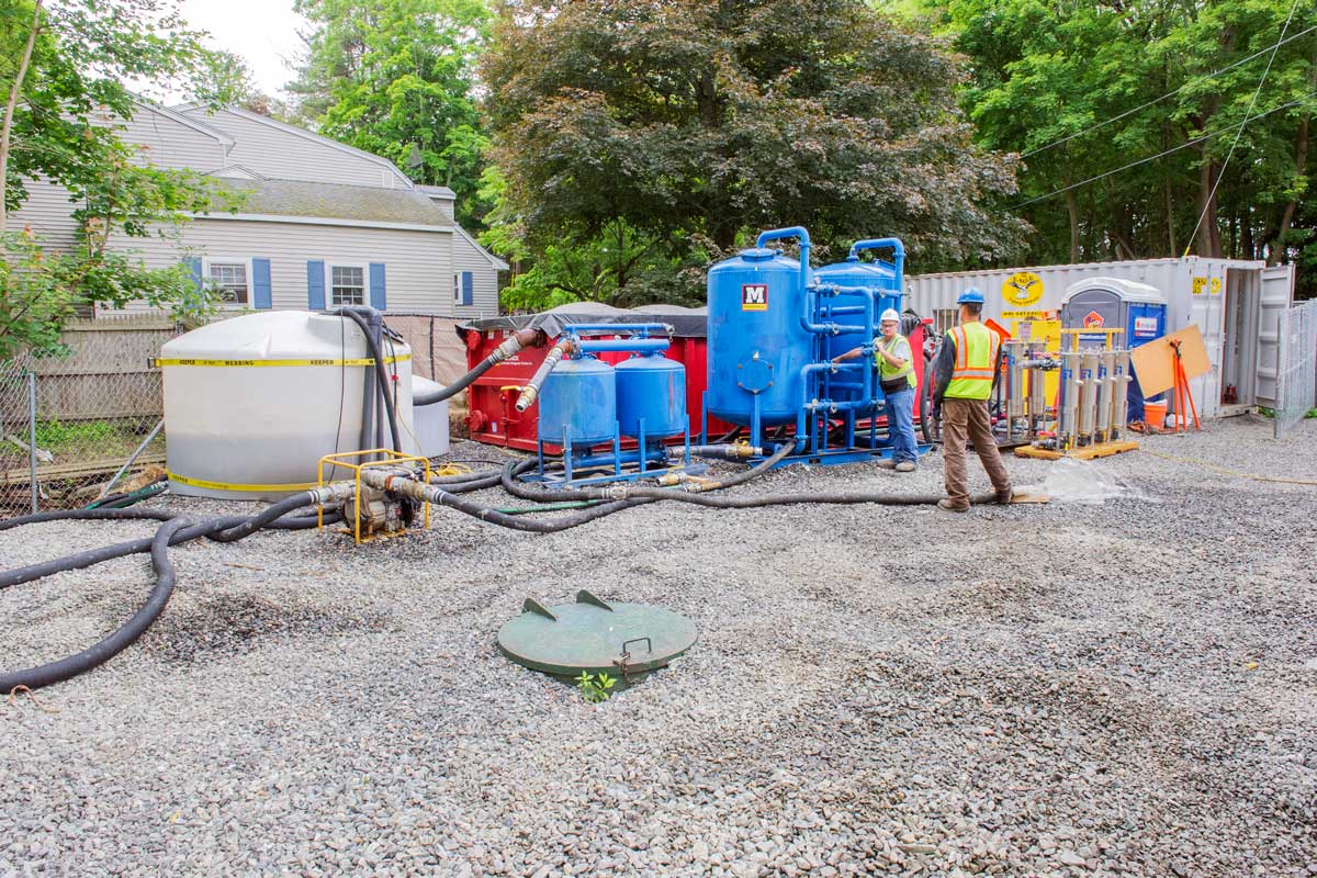 Dewatering setup for the pump station excavation