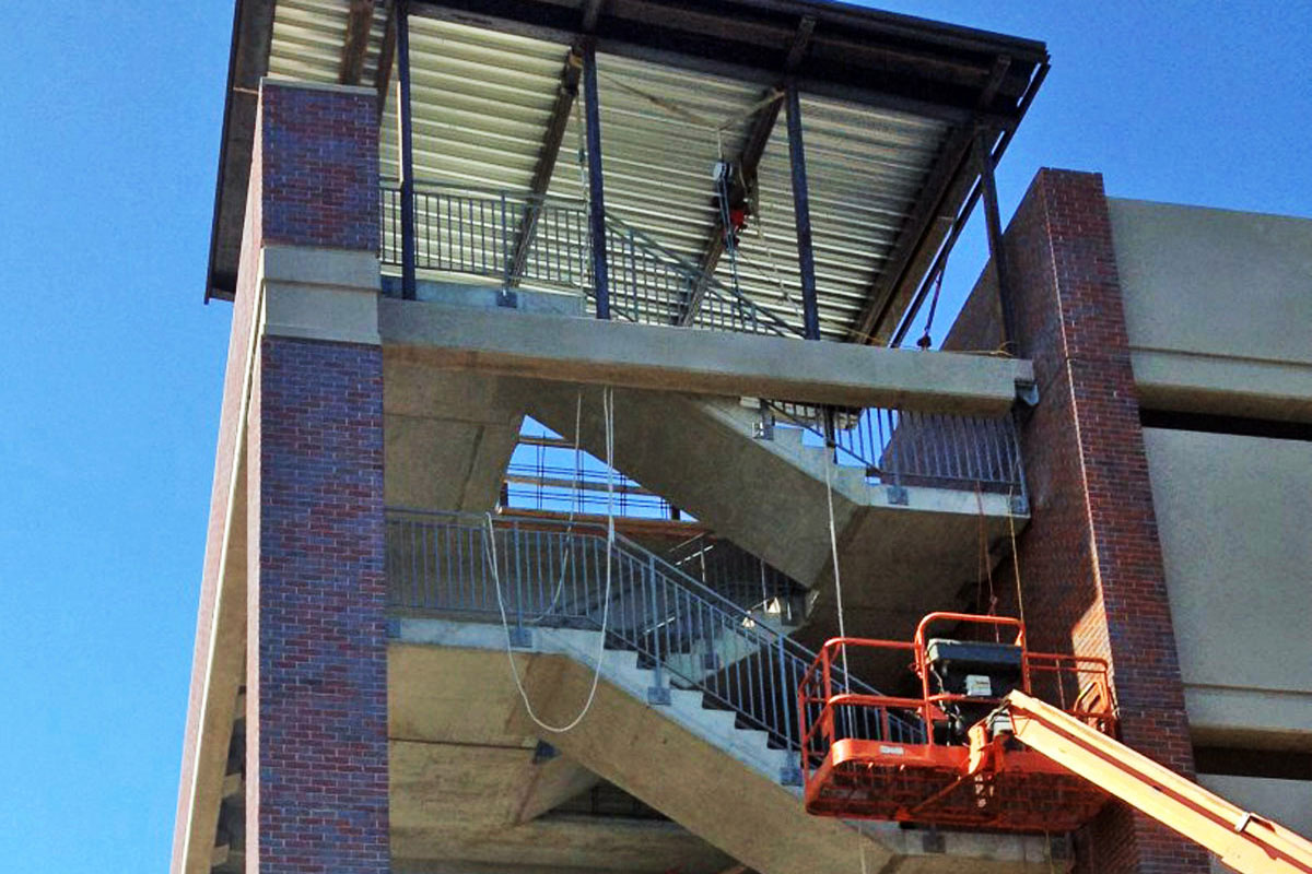 More work on the parking garage stairwell