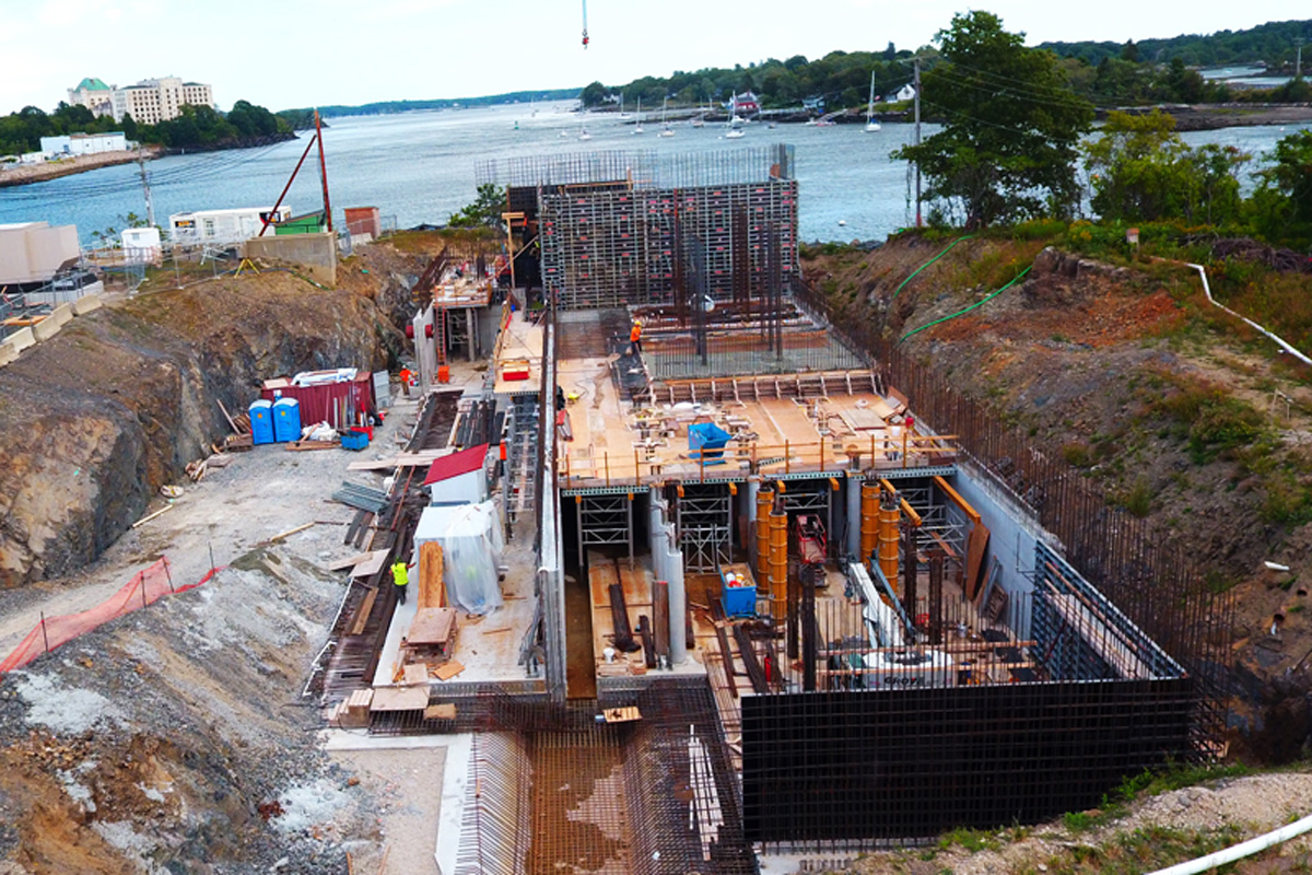 Construction progress photo of the biological aerated filter building 
