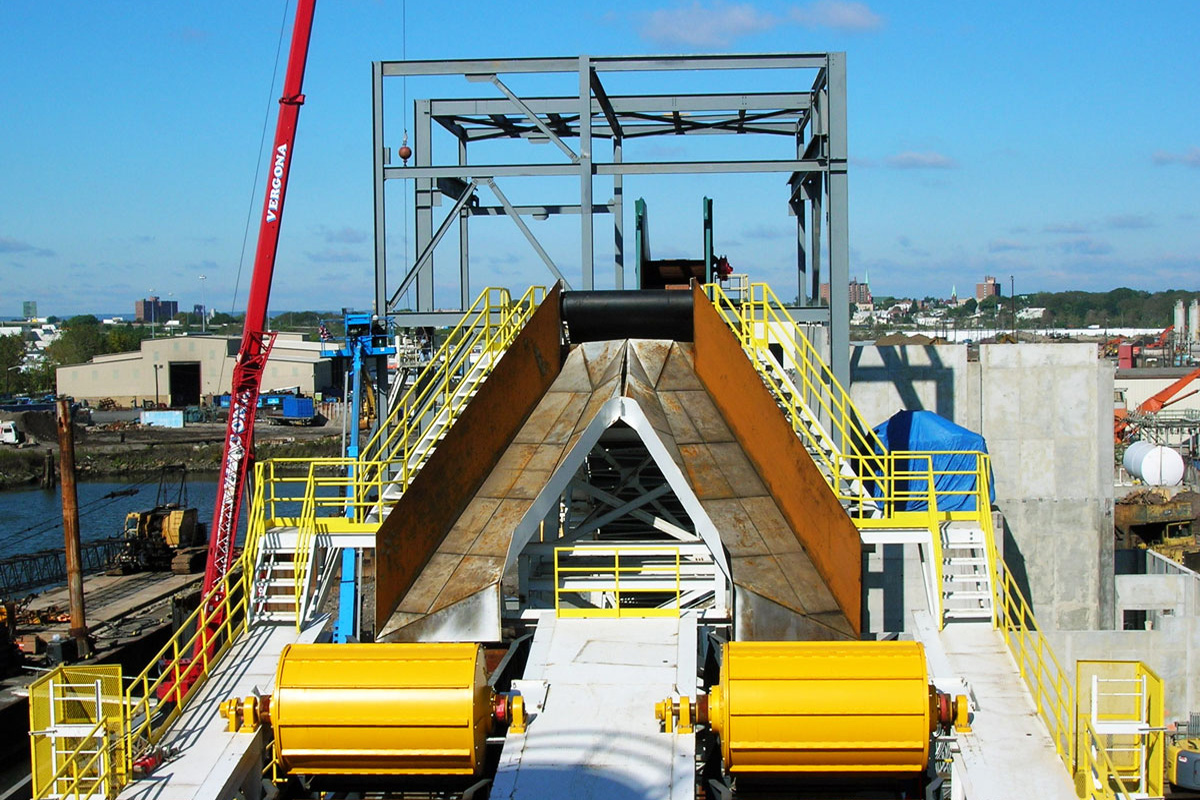 Chute installation at the Schnitzer steel recycling facility