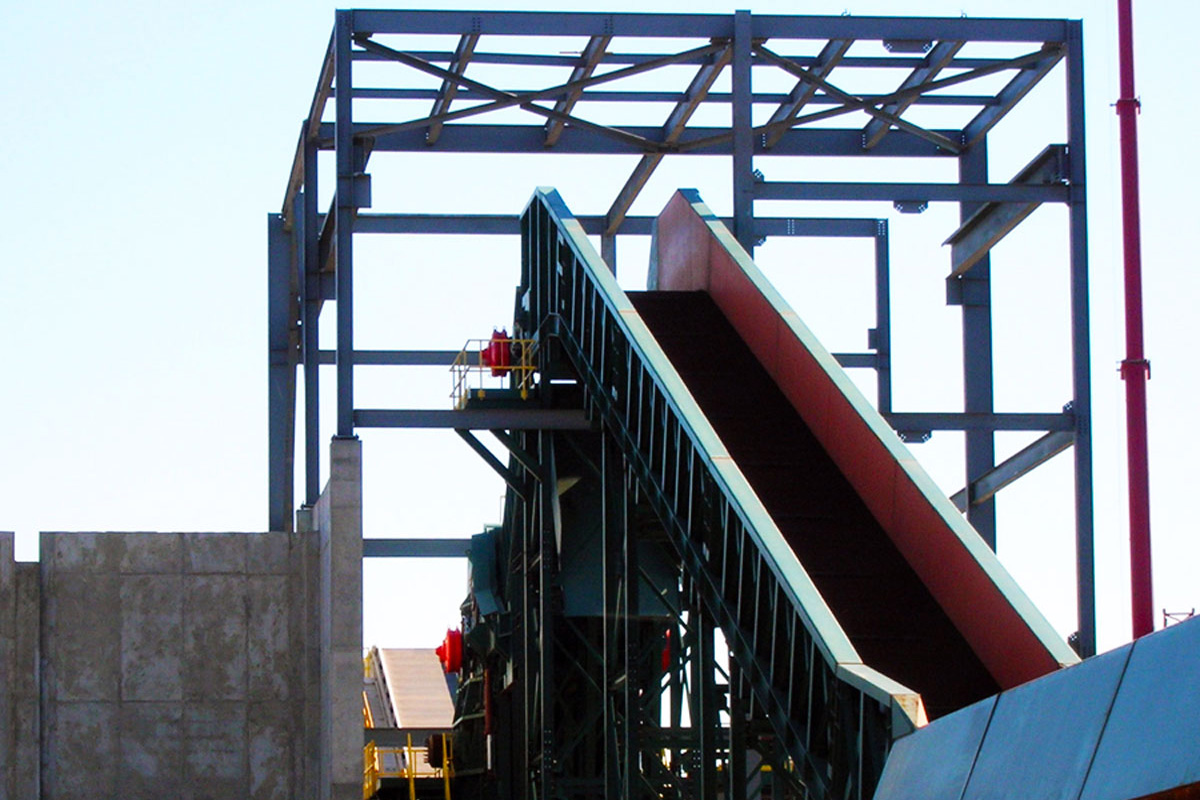 Closeup of steel structure that supports the facility