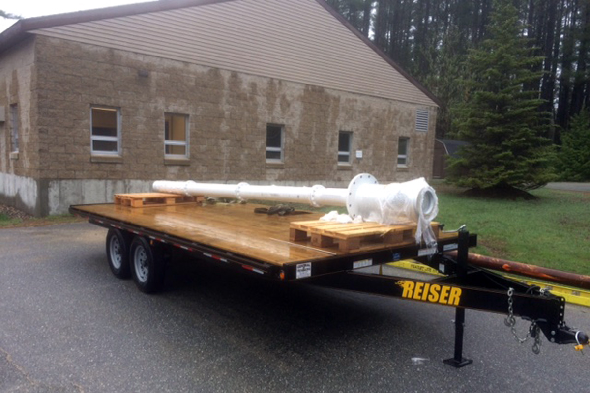 New pipe being delivered to the Greenvile water treatment plant