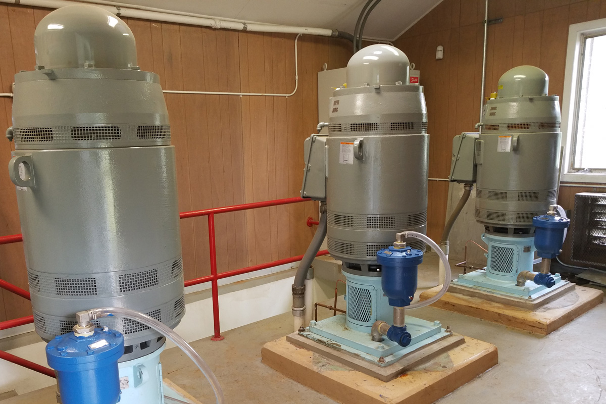 Newly installed 20 HP finished water pumps