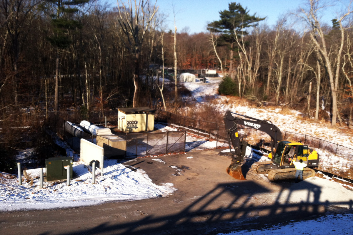 Preparing the area for the upgrade of the wastewater treatment facility at the Avalon Blue Hills Community