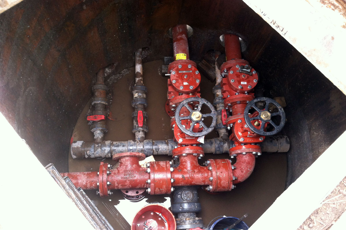 channel grinders installed in one of the manholes