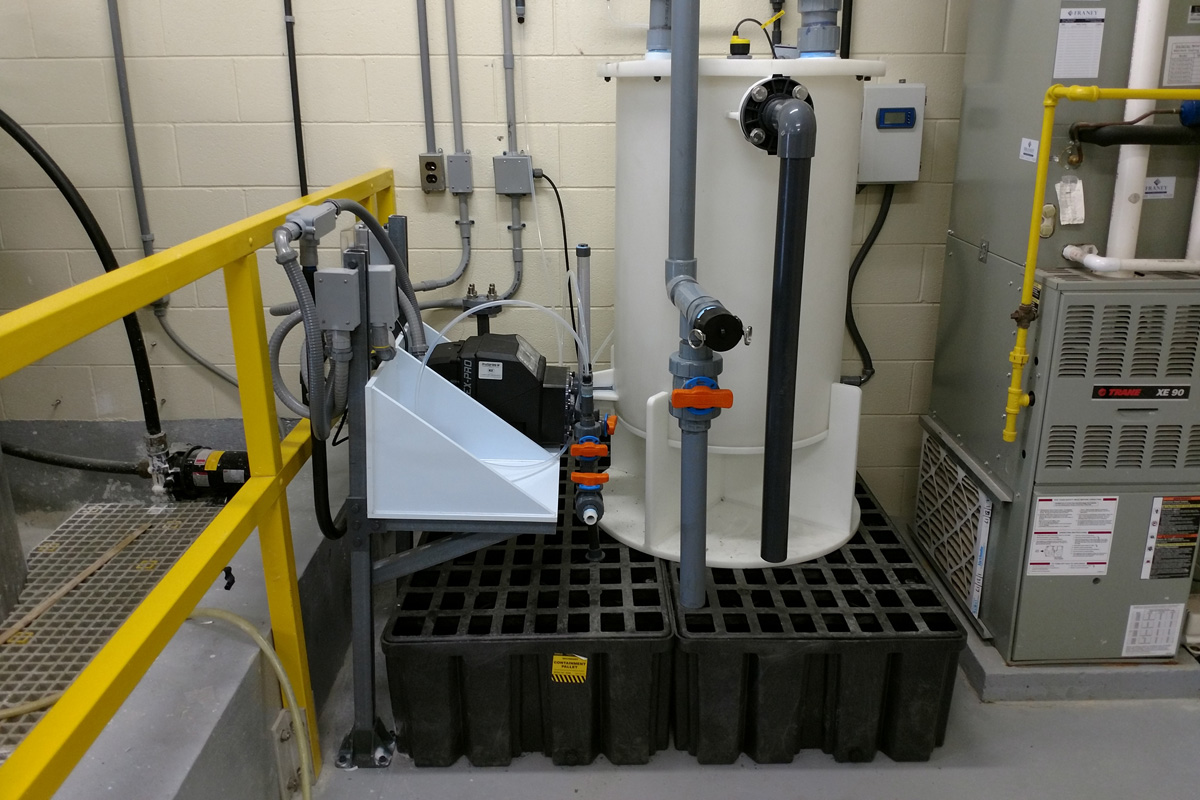 Some pumps are being re-positioned for better maintenance access 
