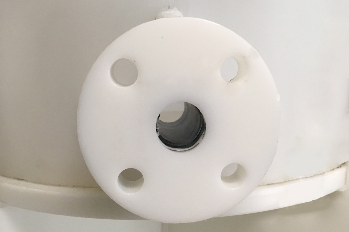 A connection on one of the re-positioned pumps