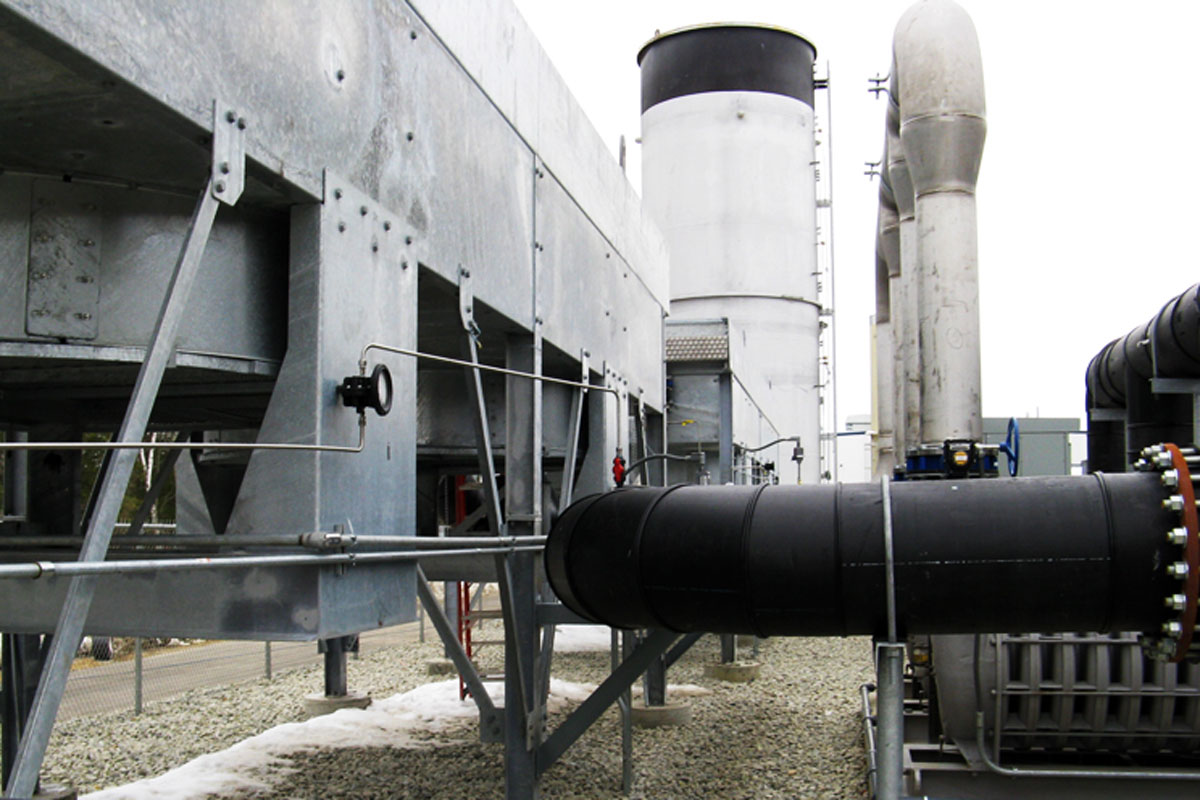 Methane gas is pumped to the gas-fired engine.