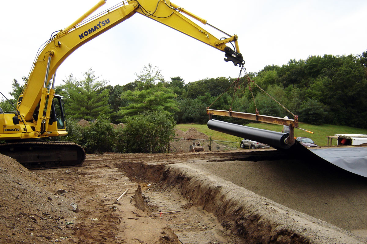 Installing the liner for the Control Building Bio-filter field