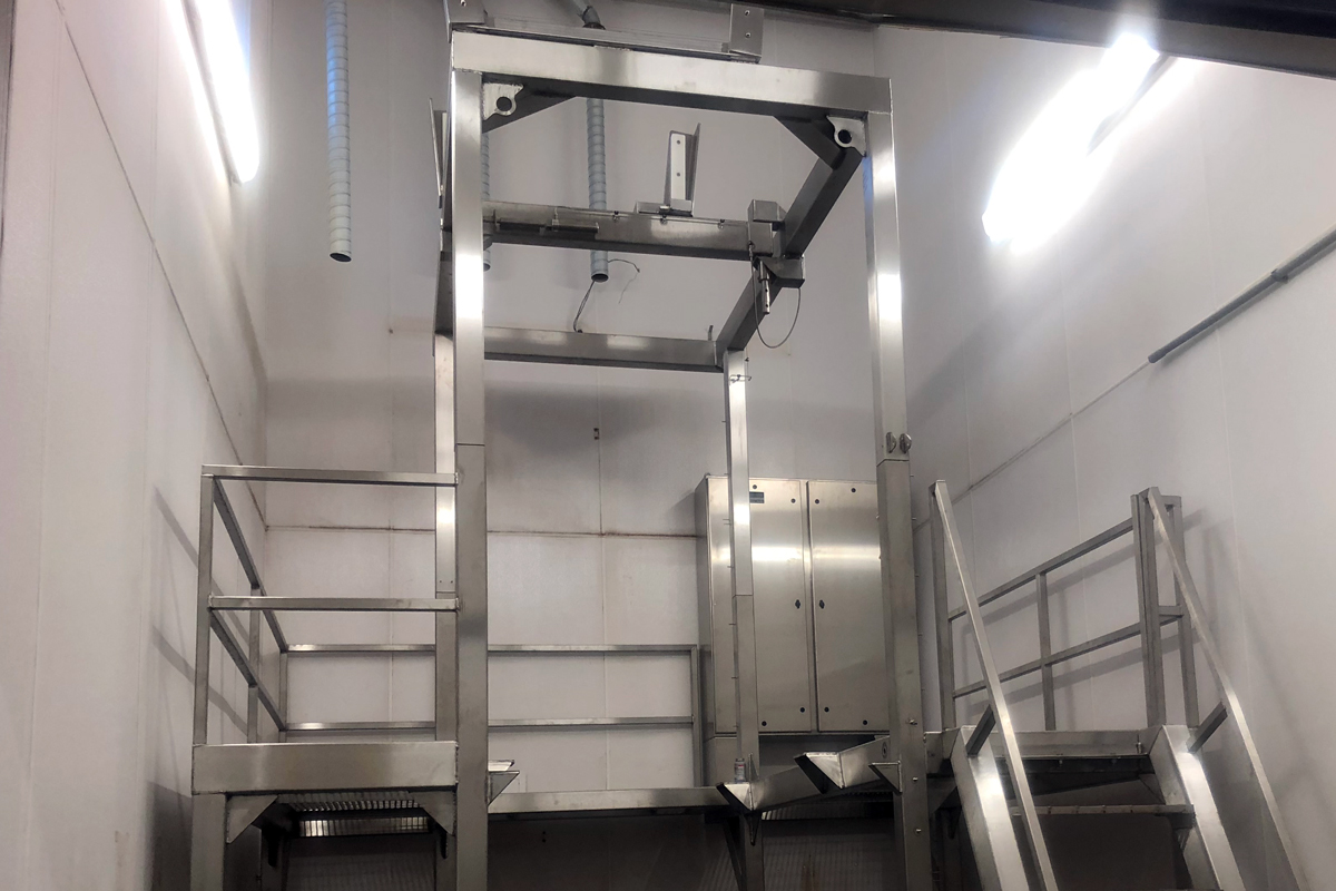 The assembled frame before the new roller press is installed