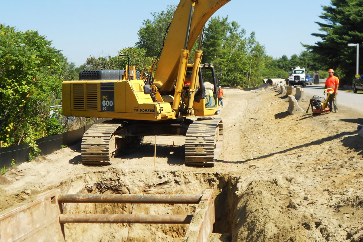 Trenching for the redesigned path of the 2500' force main pipe
