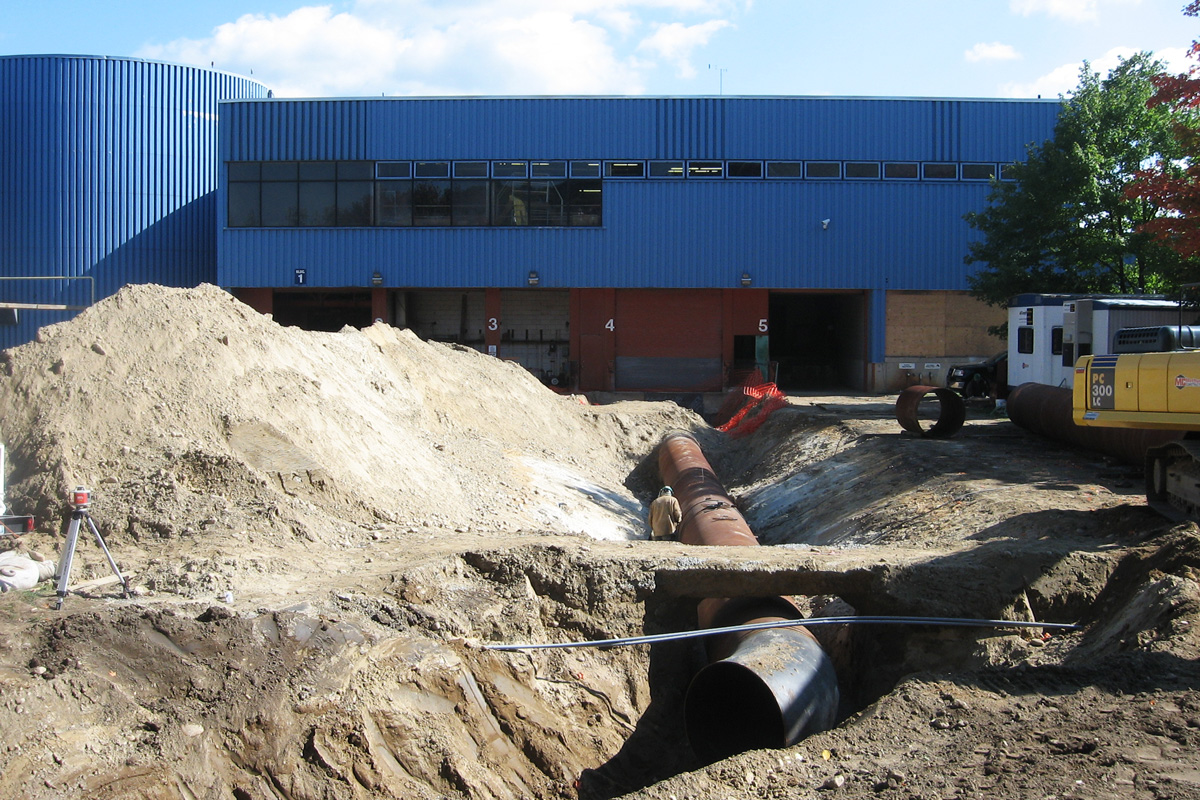 Installing by-pass piping that allowed normal operations to continue during construction.