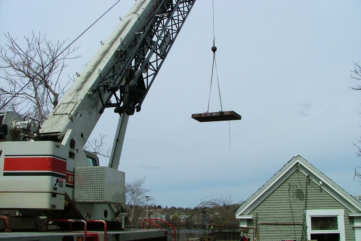 Lowering the gate into the Enel Hydro Dam in Lawrence, MA