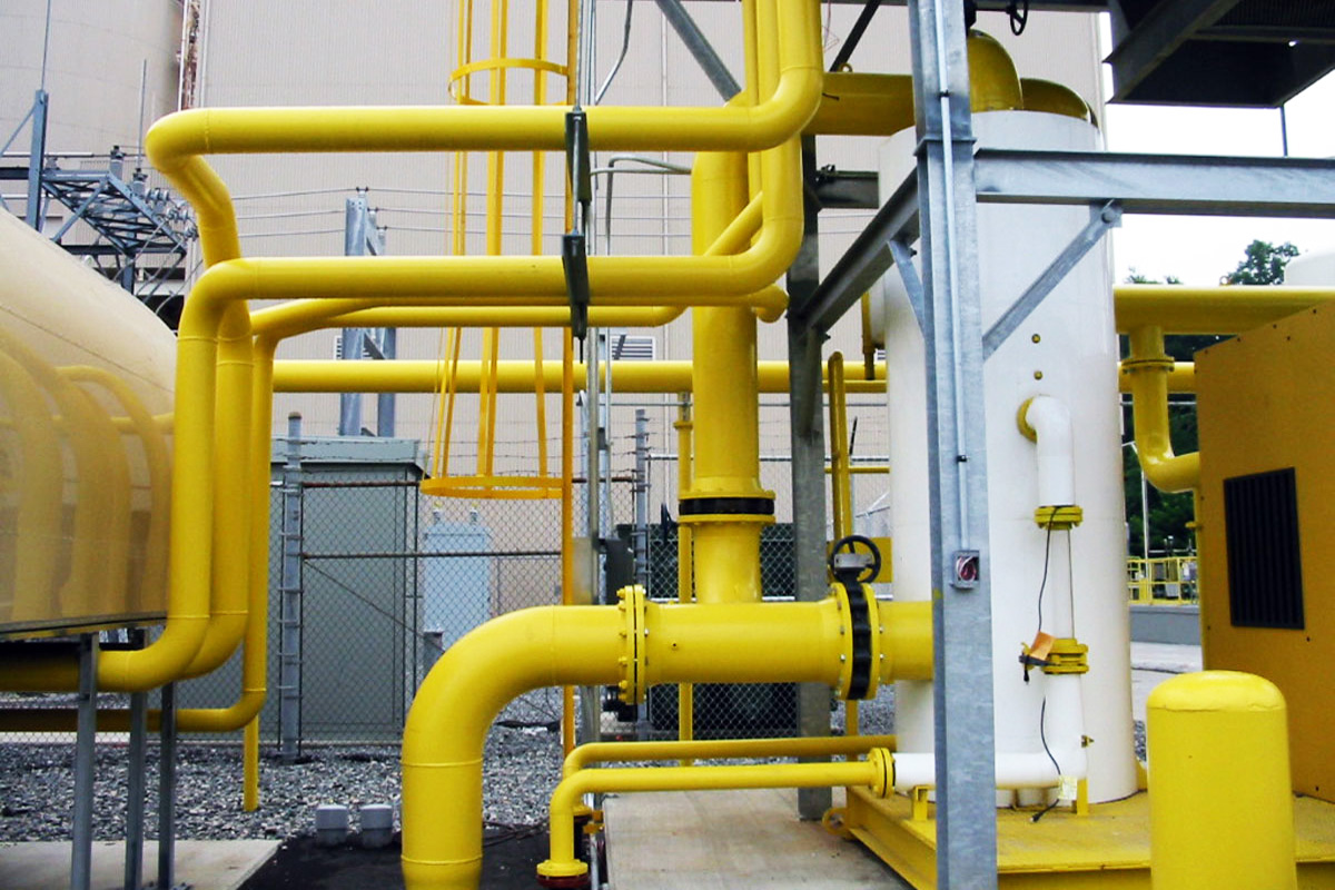 Intricate piping for the methane gas engine