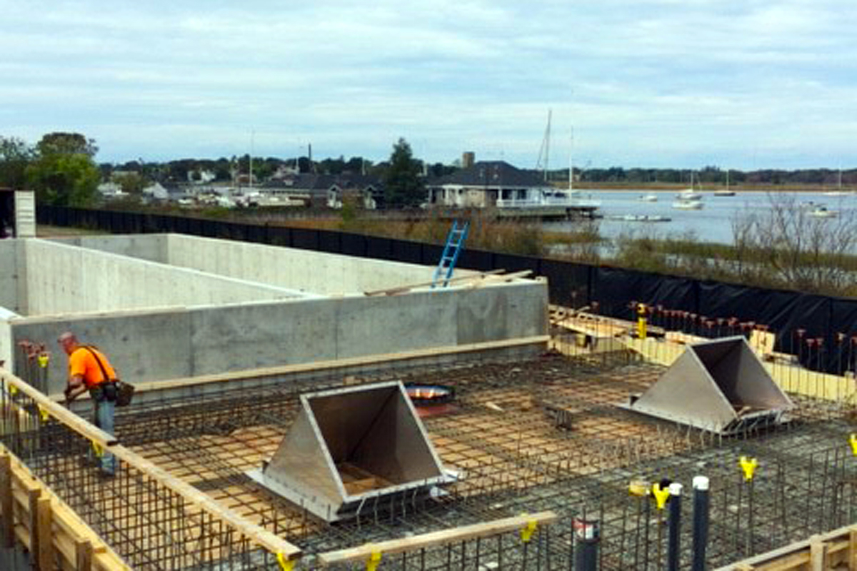 Progress photo of work on the bio-filter building
