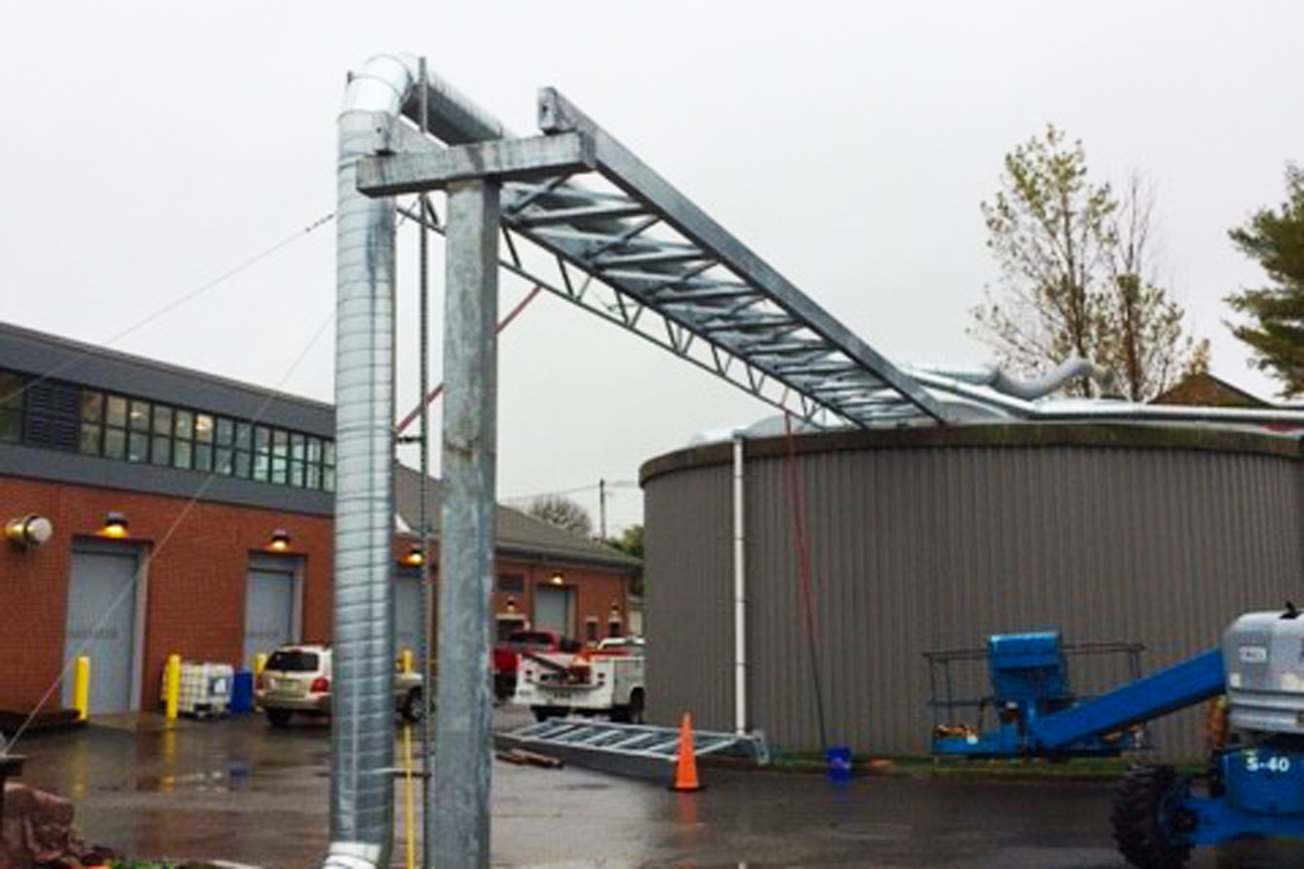 316 spiral stainless steel exterior odor control ductwork that is being replaced