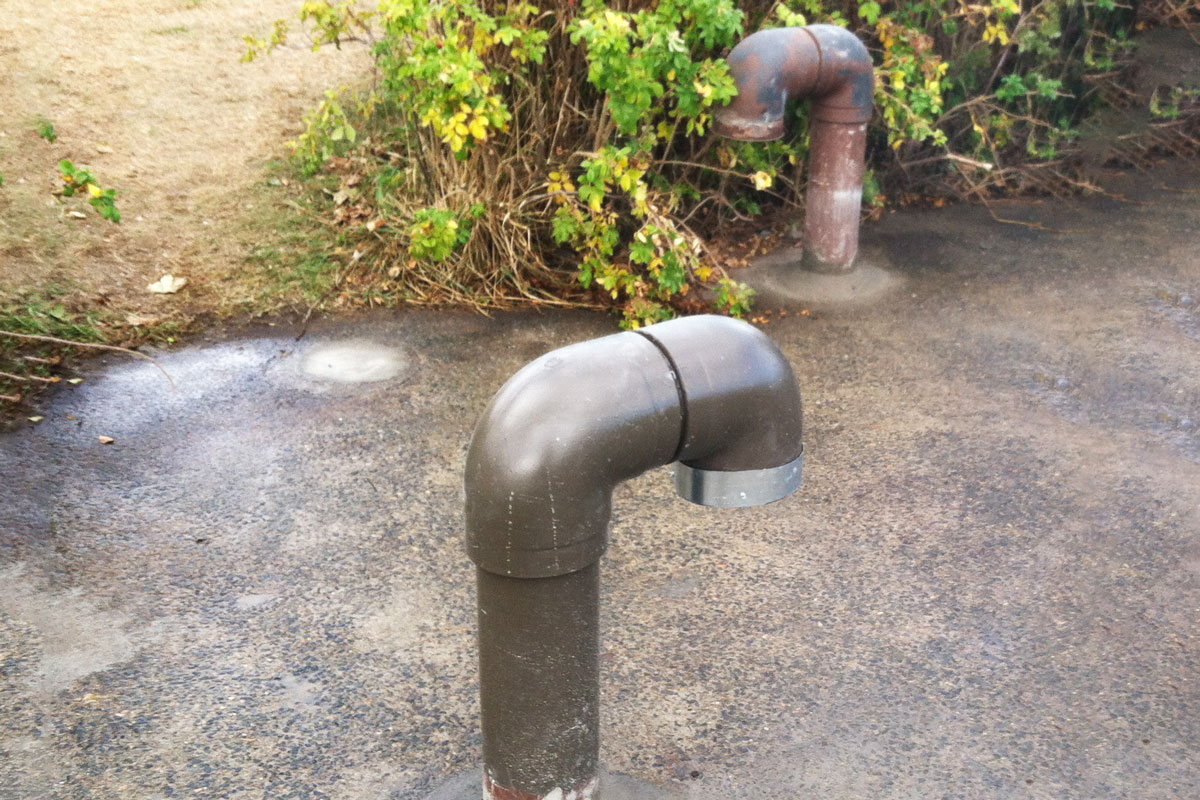 Outtake pipes for the underground sewer pump station