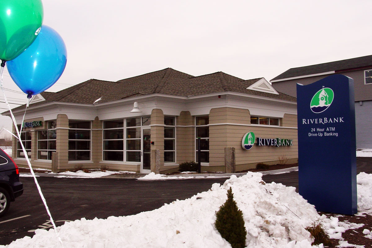 The new bank on opening day during a snowy winter