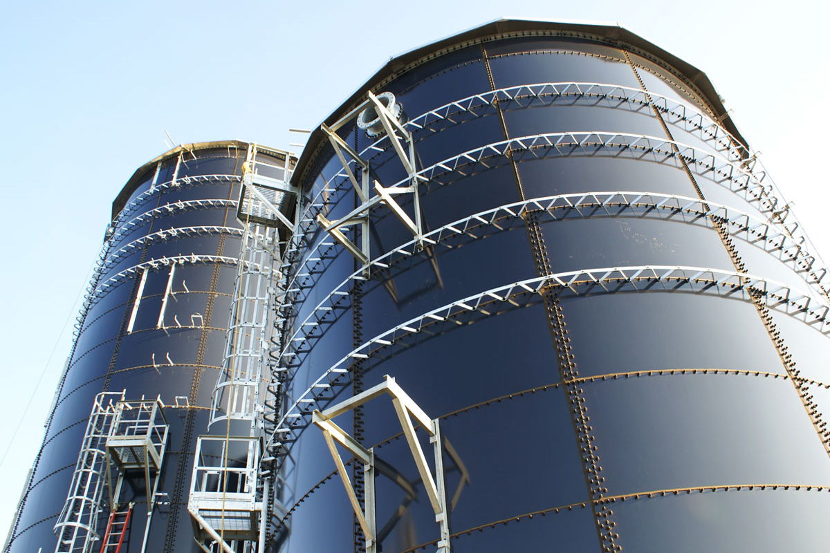 The ladders and platforms are key components of the tanks
