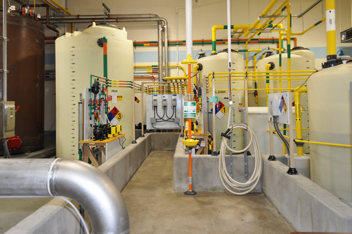 Chemical treatment room at the treatment plant